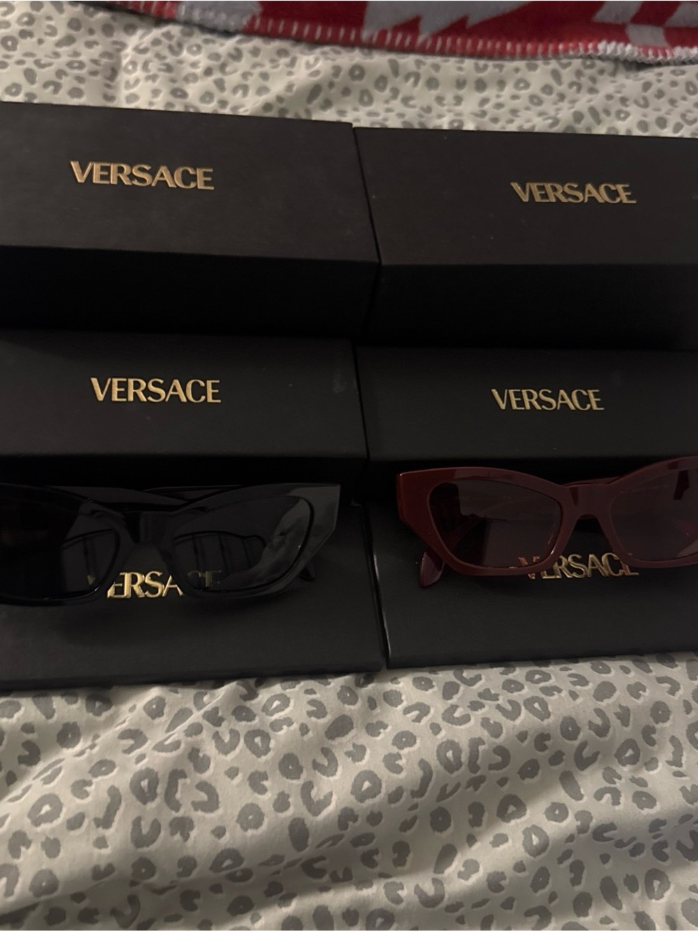 Versace Cat-Eye Sunglasses in Black and Burgundy Dual Set